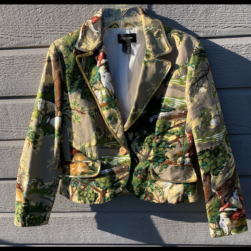 Focus 2000 French Toile Tapestry Jacket Sz 10
